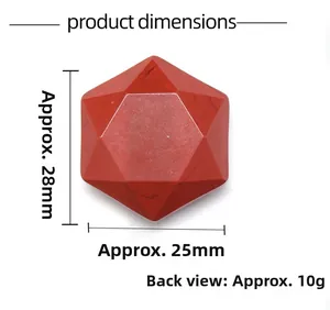 Macro view of natural Red Jasper hexagram stone with detailed mineral textures and facets