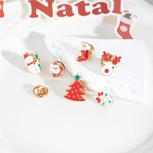 Ensemble de broches de Noël créatives en émail avec Père Noël Bonhomme de neige et Cerf