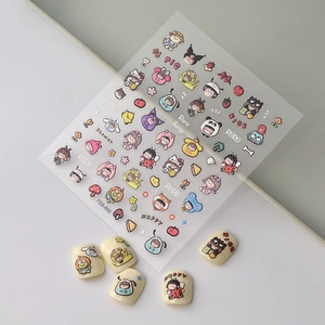 Autocollants ongles 3D en relief pour enfants avec motifs de personnages anime mignons