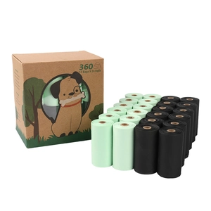 Biodegradable corn starch dog waste bags set, 24 rolls in a kraft paper box