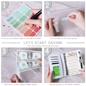 Tutorial showing A6 PU leather budget binder setup with cash envelopes and labels