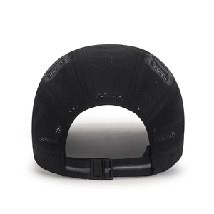 Men's black breathable quick-dry mesh sun hat with adjustable buckle for outdoor activities