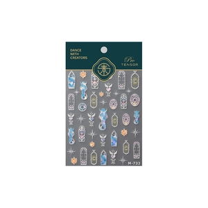 Stickers à ongles 3D en verre givré laser avec motifs fenêtres et étoiles M-733