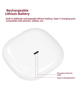 Close-up of Type-C charging port and 400mAh battery indicator on a portable makeup mirror