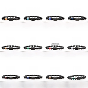 Set of 12 constellation beaded bracelets with natural agate stones and zodiac signs