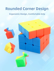 Detail of 3x3 speed cube with rounded corners and ergonomic design for smooth play
