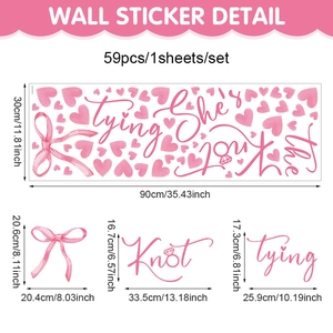 Pink bow and heart PVC wall sticker set for Valentine's Day and wedding party decor