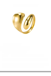 Macro shot of S925 sterling silver water drop ring with 18k gold plating and size dimensions