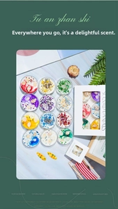 Colorful scented tea light candle set with shells and glitter in a white gift box