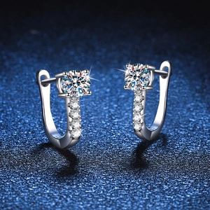 Boucles d'oreilles classiques en argent S925 avec moissanite de 1 carat couleur D taille ronde