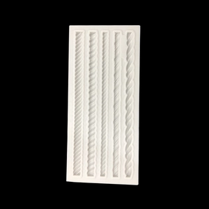 White silicone mold for rope pattern cake border decoration with five distinct rope textures