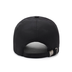 Men's summer black baseball cap with breathable mesh and adjustable metal buckle back
