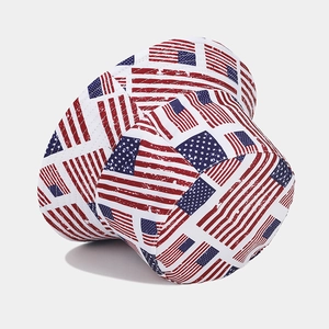 Reversible bucket hat with vintage American flag print and casual street style design