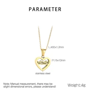 Spécifications techniques du collier coeur mama en acier inoxydable plaqué or 18 carats