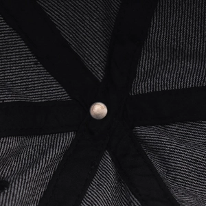 Macro detail of the interior seam reinforcement and silver metal rivet on baseball cap