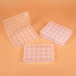 Transparent 24-grid plastic storage box with secure double buckles and hanging loop
