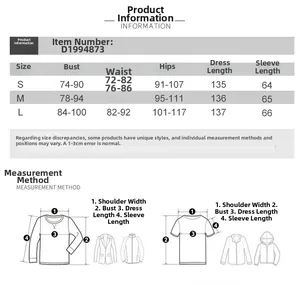 Größentabelle mit Maßen für das Sommer-Maxikleid mit langen Ärmeln und Cut-Outs D1994873