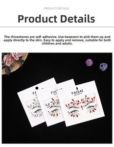 Detailed macro view of self-adhesive crystal face jewels in three different color sets