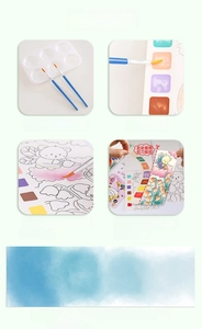 DIY watercolor bookmark kit for kids with cartoon bear patterns and coloring tools