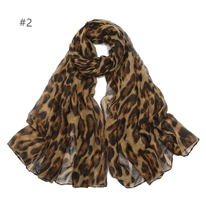 Lightweight leopard print chiffon scarf for women with classic brown animal patterns