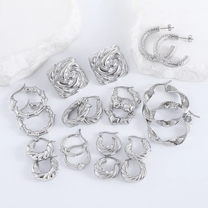 304 Stainless Steel Earrings For Women Irregular Geometric Hoop C-Shape Minimalist Versatile Fashion Jewelry