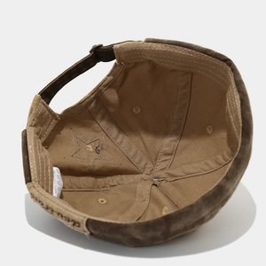 Bonnet docker marron en coton délavé vintage avec broderie étoile et détails internes