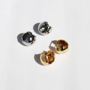 Polished Copper Ball Huggie Hoop Earrings Gold Silver Plated Minimalist Geometric High End Fashion Jewelry For Women