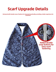 Détail du bavoir adulte imperméable avec motif floral et doubles boutons pressions