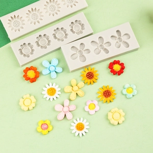 Off-white silicone flower mold set for chocolate and cake decorating with floral crafts