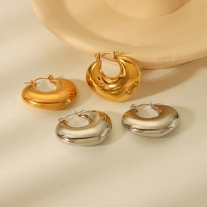 Heart Shaped Chunky Hoop Earrings Stainless Steel Hollow High Polish Waterdrop Chic Lightweight Jewelry For Women