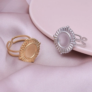 Adjustable sunburst ring base in gold and silver finish for DIY jewelry designs
