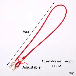 Adjustable bright red PU leather braided crossbody strap with gold hardware and lobster clasp