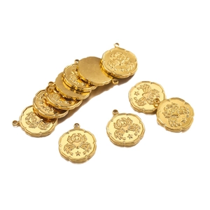 Golden stainless steel zodiac pendants featuring embossed Cancer crab design