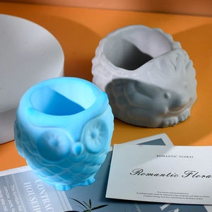 Moldes de silicona para macetas de suculentas de búho y erizo con textura 3D real