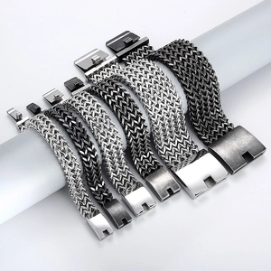 Men Bracelet Stainless Steel Heavy Woven Dragon Bone Chain Wide Thick Punk Rock Style Jewelry Hand Accessory