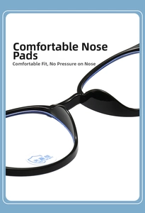 Detail shot of the integrated comfortable nose pads on black anti-blue light glasses
