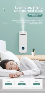 Wall-mounted smart aroma diffuser with mist emission near person sleeping in bedroom