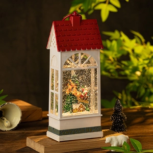 Christmas lantern music box with Santa Claus scene and warm LED light decoration