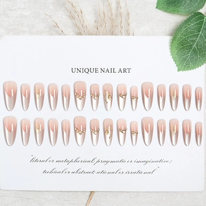 Cat eye press-on nails with luxury butterfly accents and rhinestones on 24 piece set