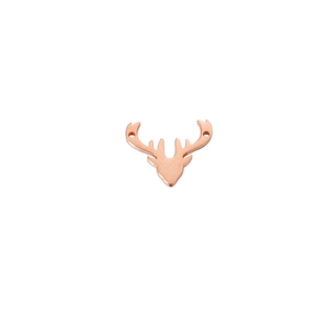 Polished rose gold deer antler connector pendant with dual holes on white background
