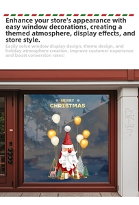 Detail von Weihnachtsmann und goldenen Luftballons Aufkleber am Schaufenster