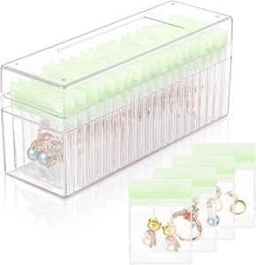 Acrylic jewelry organizer box with clear anti-oxidation PVC pouches for storage