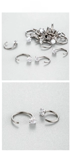 Detaillierter Vergleich von 6mm und 8mm C-förmigen Titan-Ohrringen mit Zirkonia
