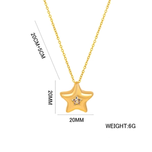 Minimalist gold 18K plated stainless steel star necklace with crystal gemstone