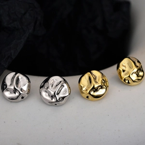 Irregular Crumpled Stud Earrings 925 Sterling Silver Minimalist Lava Texture Geometric Jewelry For Women Daily Wear