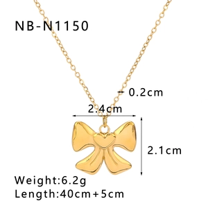 Detailed size parameters for the 18k gold plated stainless steel bow pendant necklace