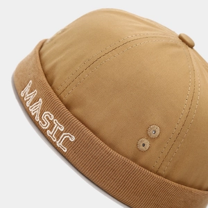 Khaki cotton Miki hat with MASIC embroidery and side ventilation holes for street style