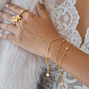 Goldenes Sklavenarmband mit Stern, bösem Blick und Zirkonia-Anhängern für Damen