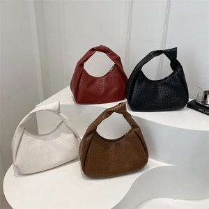 Minimalist woven hobo shoulder bags with knotted handles in four assorted colors
