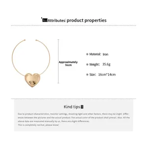 Poliertes Eisen Herz Choker Halskette in Gold Maße 16cm mal 14cm und Gewicht von 35,6g